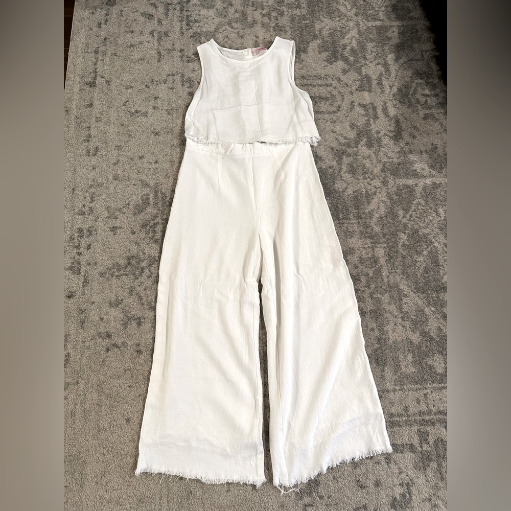 Pink Lily White Linen Set